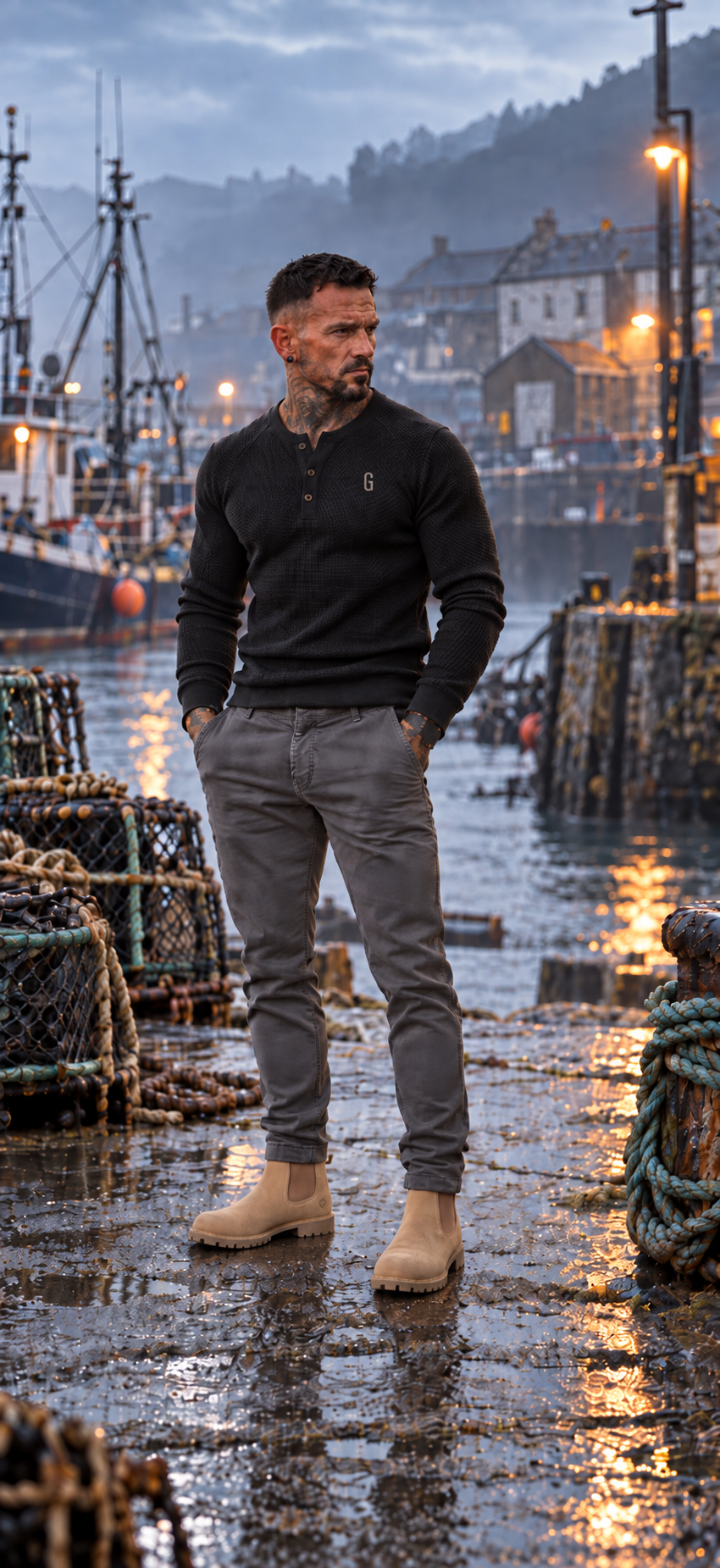 Men's Waffle Henley / The Bailey